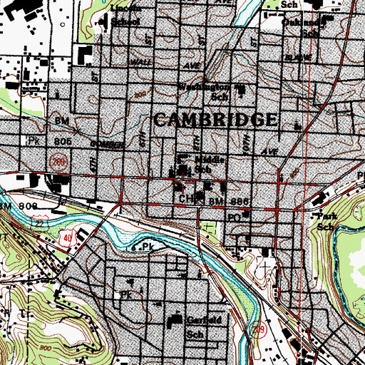 Topographic Map of Westminister Presbyterian Church, OH
