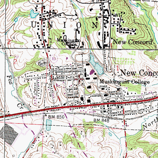 Topographic Map of Church of Christ, OH