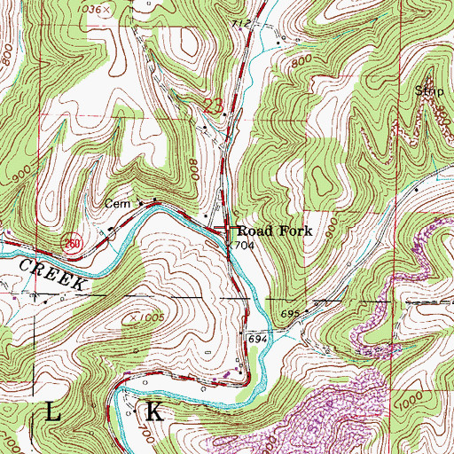 Topographic Map of Road Fork, OH