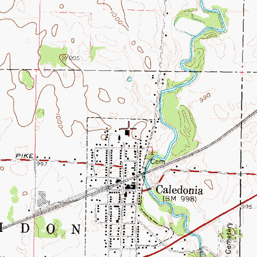 Topographic Map of Caledonia Elementary School, OH