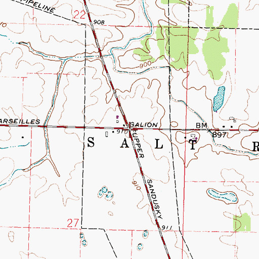 Topographic Map of Carpenters Corners, OH