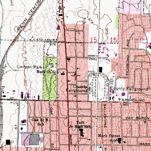 Topographic Map of Church of Christ in Christian Union, OH