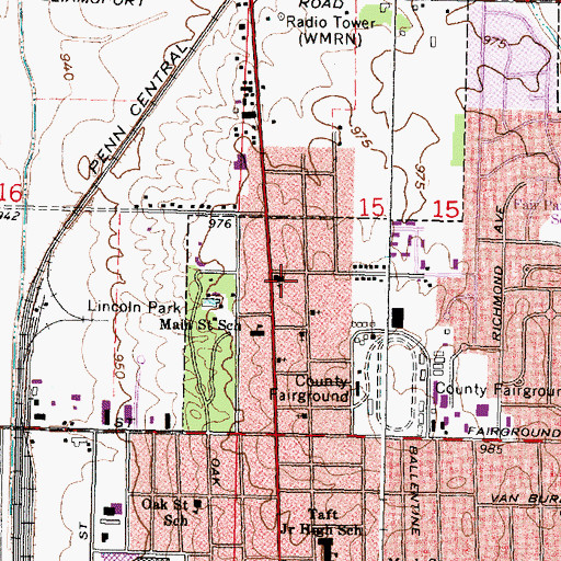 Topographic Map of Emmanuel Baptist Church, OH