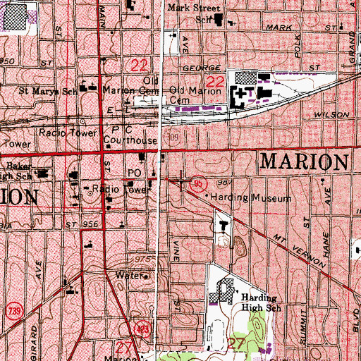 Topographic Map of First Church of Christ Scientist, OH