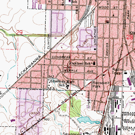 Topographic Map of First Church of God, OH