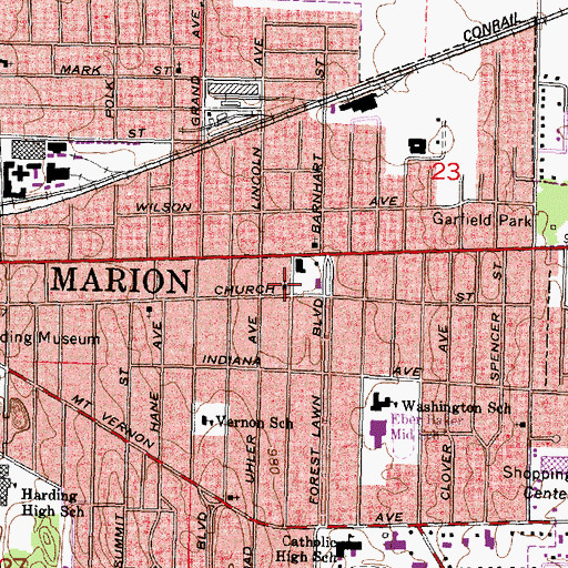 Topographic Map of First Church of the Brethren, OH