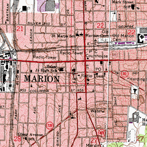 Topographic Map of First Church of the Nazarene, OH