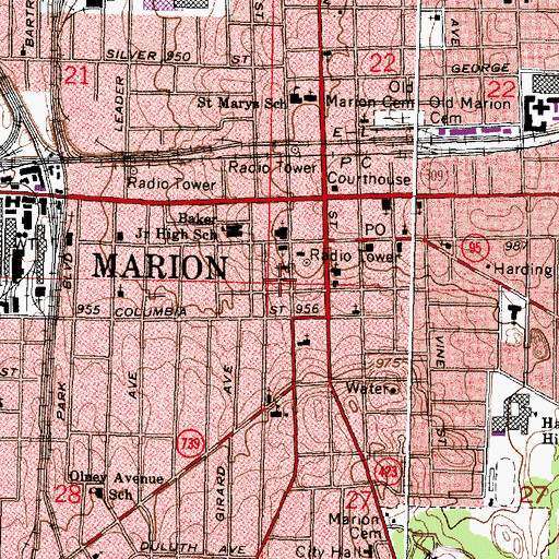 Topographic Map of First United Methodist Church, OH