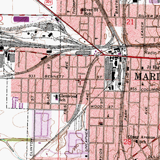 Topographic Map of First Wesleyan Church, OH