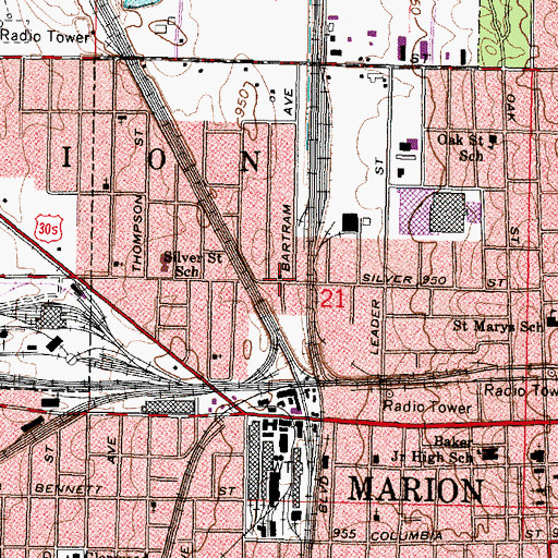 Topographic Map of First Wesleyan Methodist Church, OH