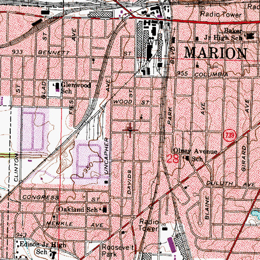 Topographic Map of Fite Memorial Baptist Church, OH