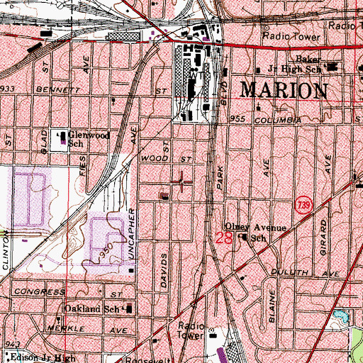 Topographic Map of International Pentecostal Church of Christ, OH
