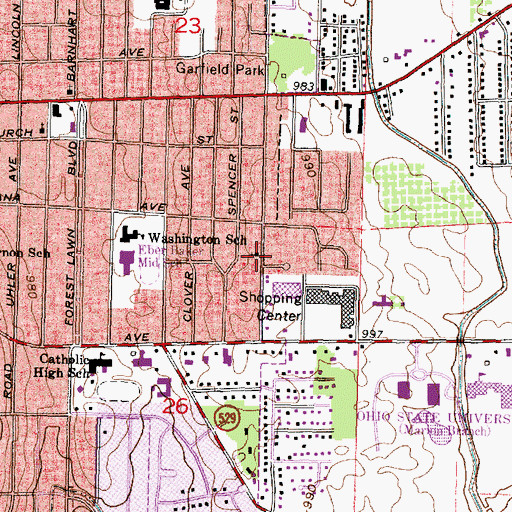 Topographic Map of Kensington Church of the Nazarene, OH