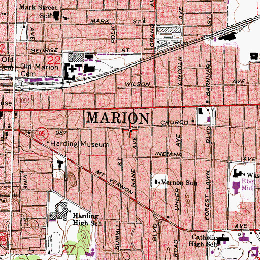Topographic Map of Marion Allegheny Wesleyan Methodist Church, OH