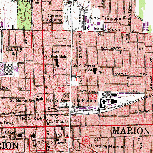 Topographic Map of Mark Street Second Wesleyan Church, OH