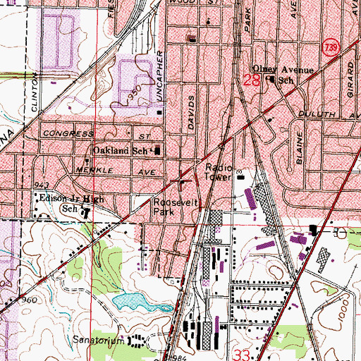 Topographic Map of Memorial Spiritualist Church, OH
