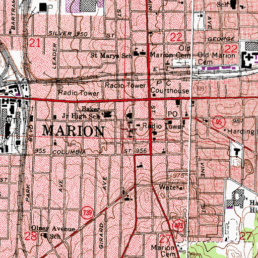 Topographic Map of Prospect Street United Methodist Church, OH