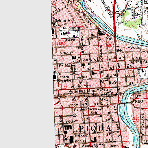 Topographic Map of Grace United Methodist Church, OH