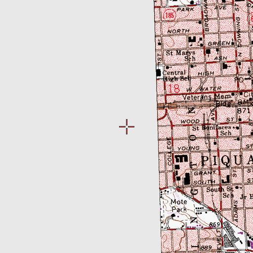 Topographic Map of Piqua Apostolic Temple, OH