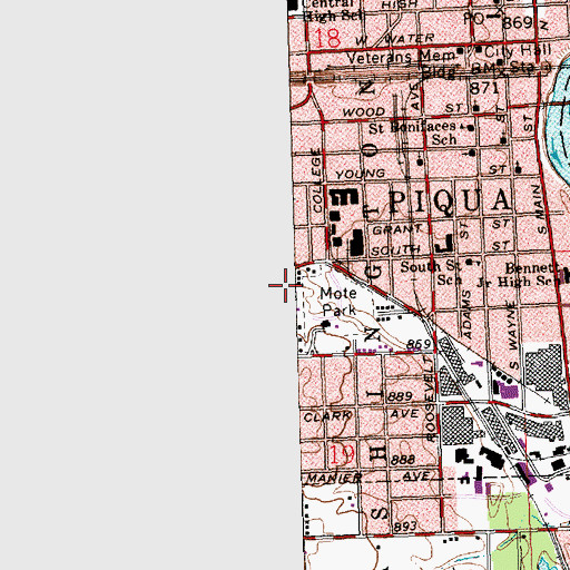 Topographic Map of Piqua United Pentecostal Church, OH