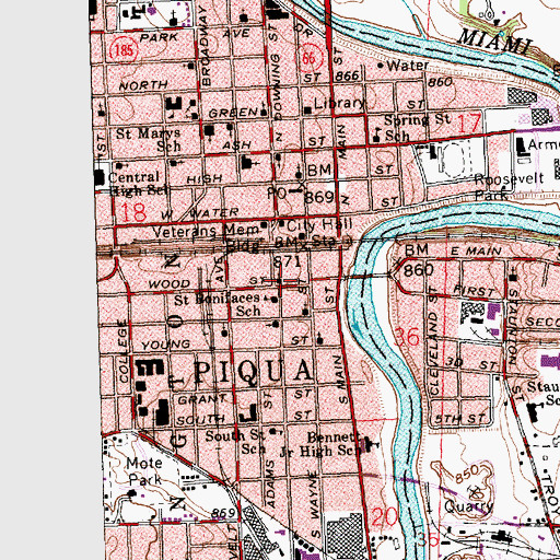 Topographic Map of Saint Johns Lutheran Church, OH