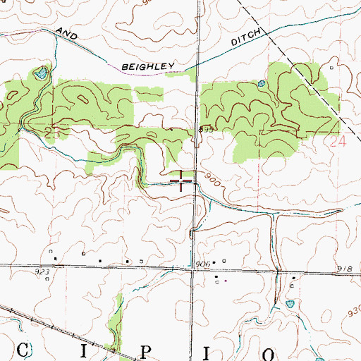 Topographic Map of Porter Ditch, OH