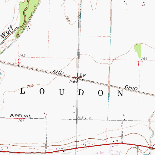 Topographic Map of Raineys (historical), OH