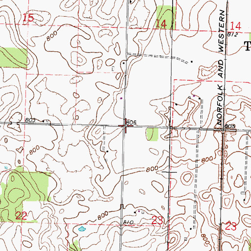 Topographic Map of Thomsontown (historical), OH