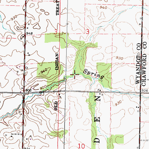 Topographic Map of North Branch Spring Branch, OH