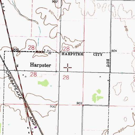 Topographic Map of Sandusky Plains, OH