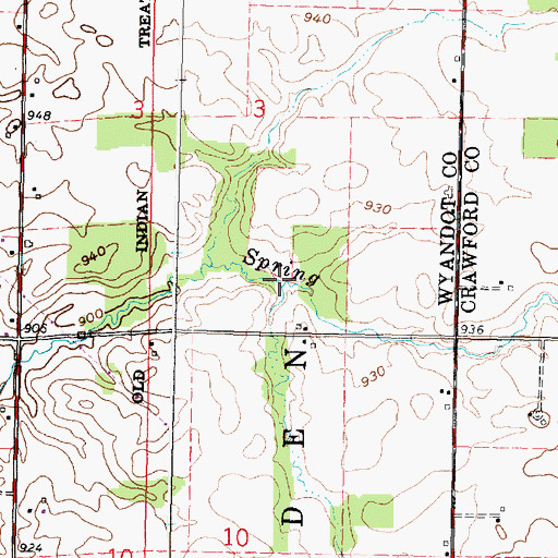 Topographic Map of South Branch Spring Branch, OH