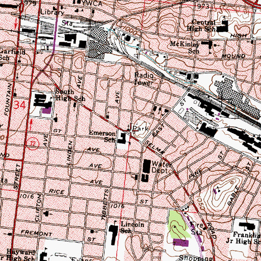 Topographic Map of First Church of the Open Bible, OH