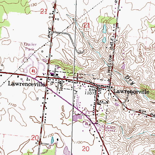 Topographic Map of Lawrenceville United Church of Christ, OH