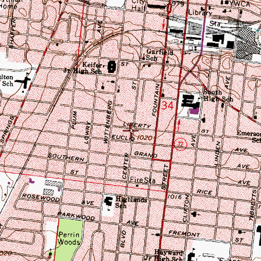 Topographic Map of New North Street African Methodist Episcopal Church, OH