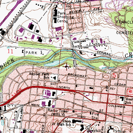 Topographic Map of Zion Evangelical Lutheran Church, OH