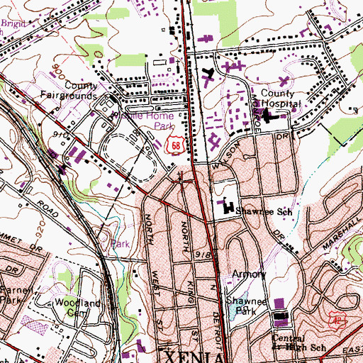 Topographic Map of Calvary Baptist Church, OH