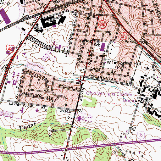 Topographic Map of Emmanuel Baptist Church, OH