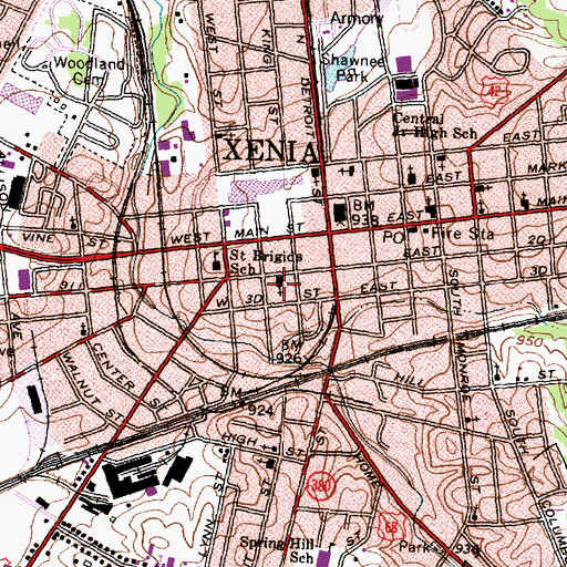 Topographic Map of Evangelical United Methodist Church, OH