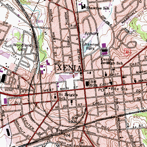 Topographic Map of First Assembly of God Church, OH