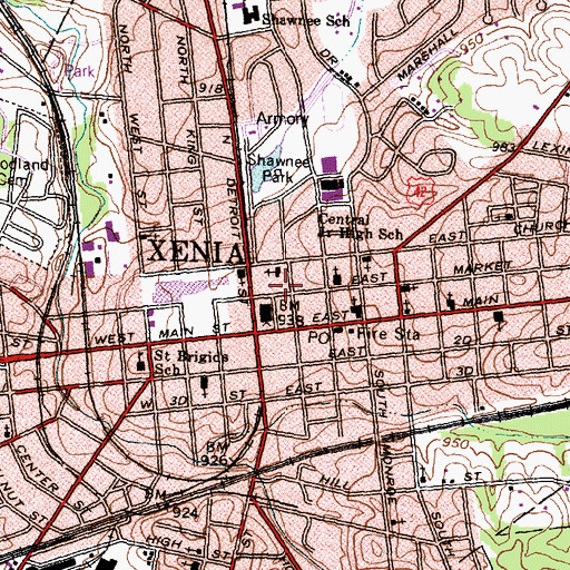 Topographic Map of First Baptist Church, OH