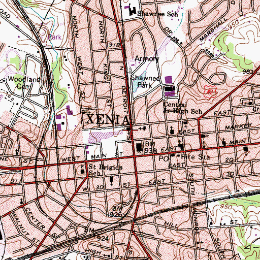 Topographic Map of First Reformed Church, OH