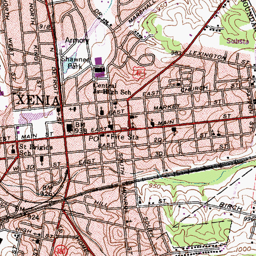 Topographic Map of Mount Zion Holy Union Church of God, OH