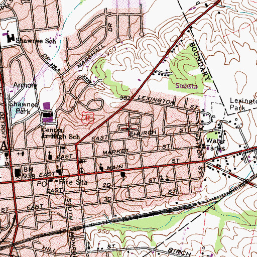 Topographic Map of World Peace Tabernacle, OH