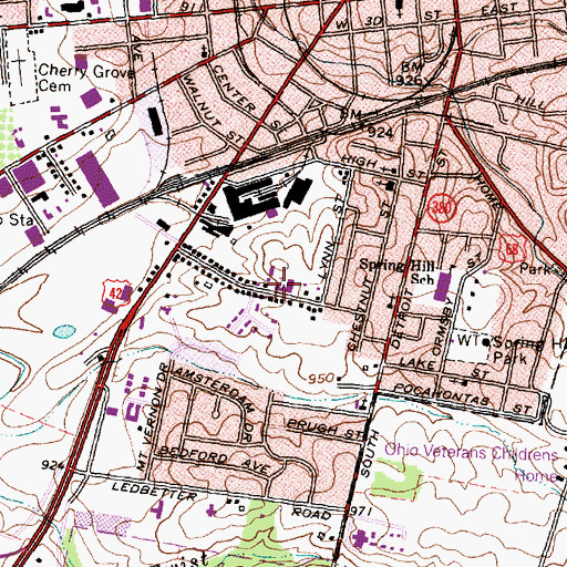 Topographic Map of Xenia Christian Center, OH