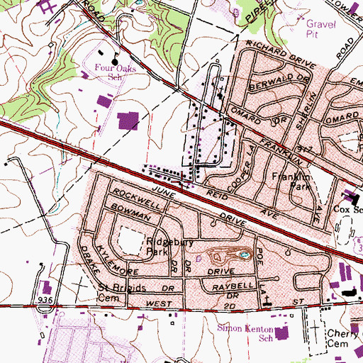 Topographic Map of Xenia Seventh Day Adventist Church, OH