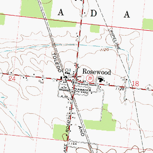 Topographic Map of Rosewood United Methodist Church, OH