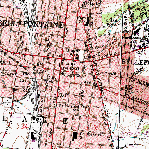 Topographic Map of Auburn Avenue Baptist Church, OH