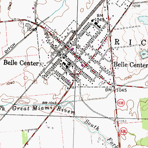 Topographic Map of Belle Center Church of Christ, OH