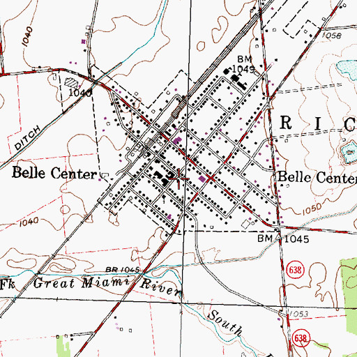 Topographic Map of Belle Center United Methodist Church, OH