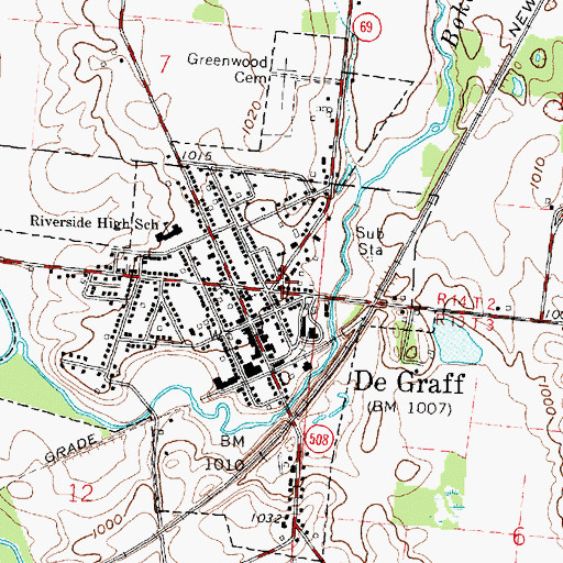 Topographic Map of De Graff Baptist Church, OH